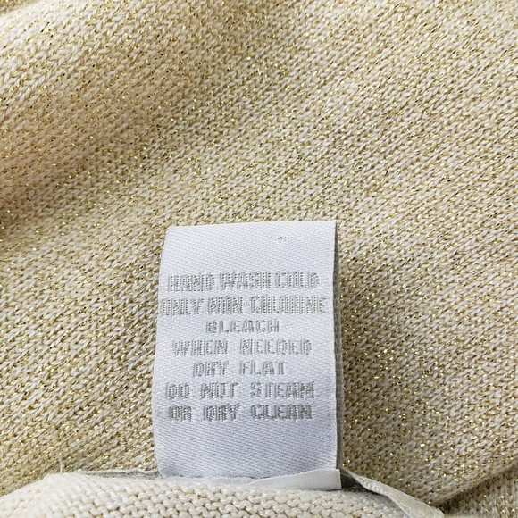 Design History Womens Knit Tank Dress S Cream Beautiful Flounce Metallic Sparkle - Picture 15 of 16